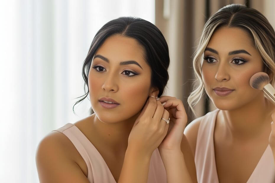 Girls getting ready with their hair and makeup done by Foriu Pros at their home